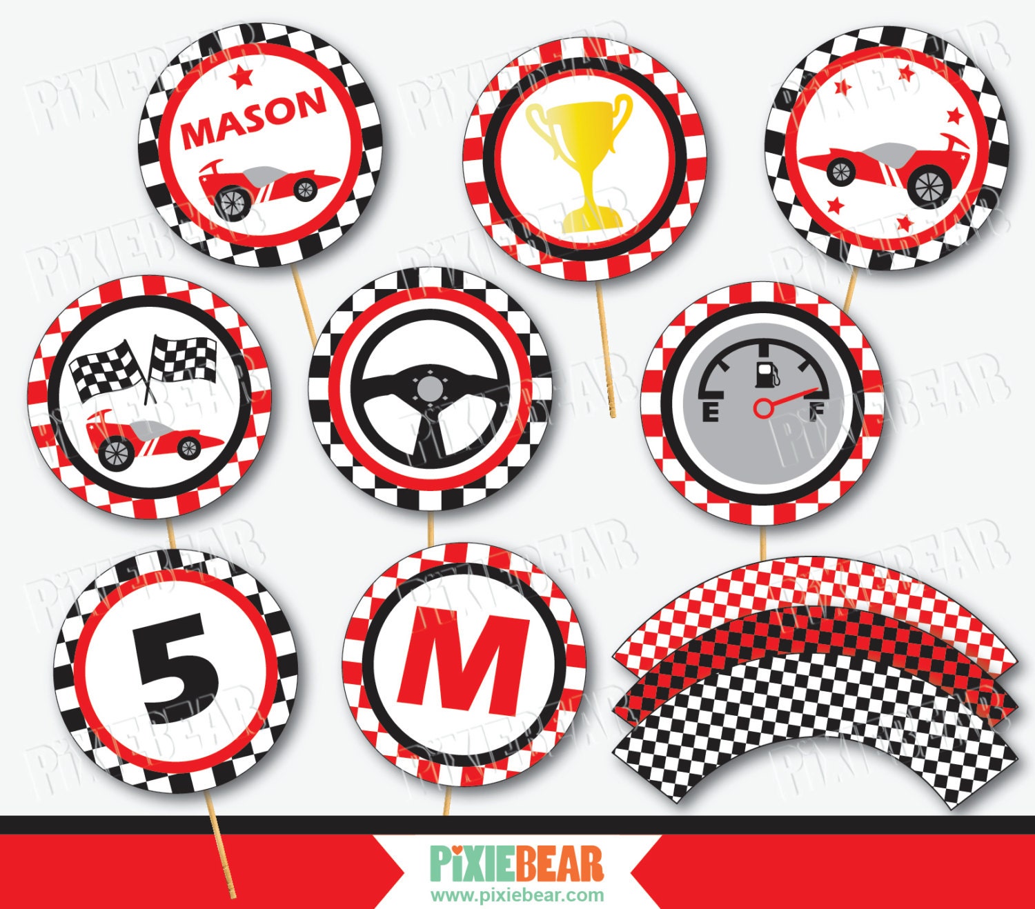 Race Car Cupcake Toppers Race Car Party Race Car Birthday