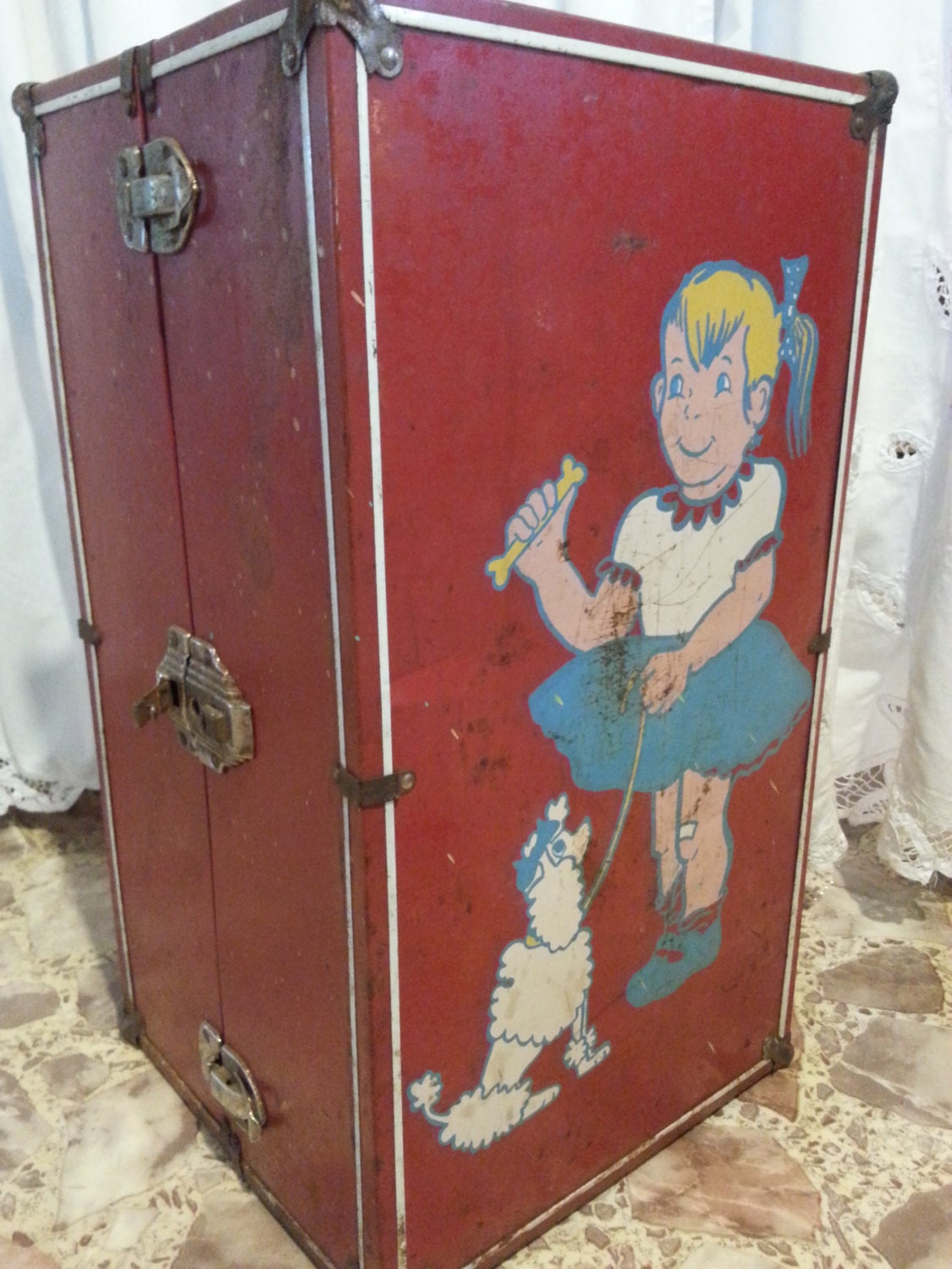 vintage metal doll case