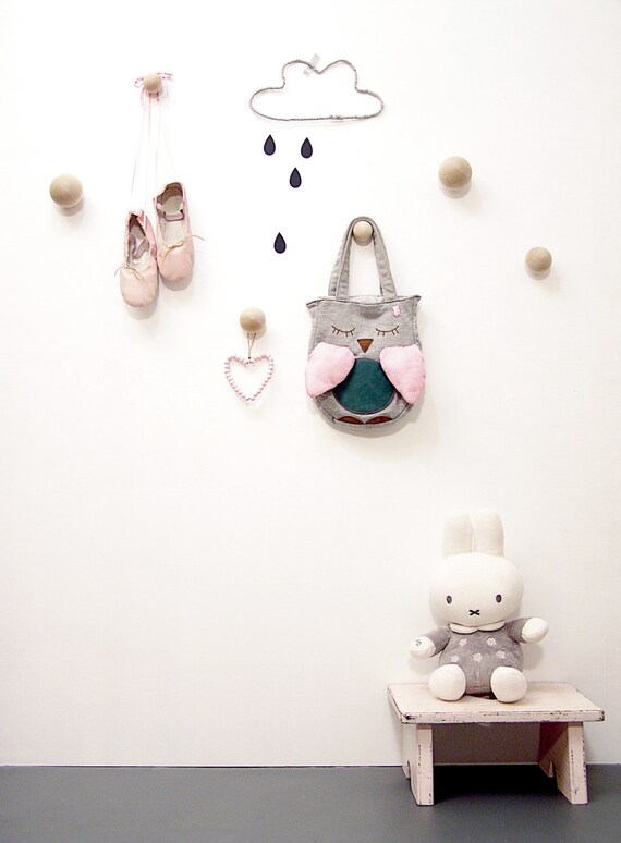 Modern Wall Hook Knobs Wood Ball Hooks Set Of Five by tayostudio