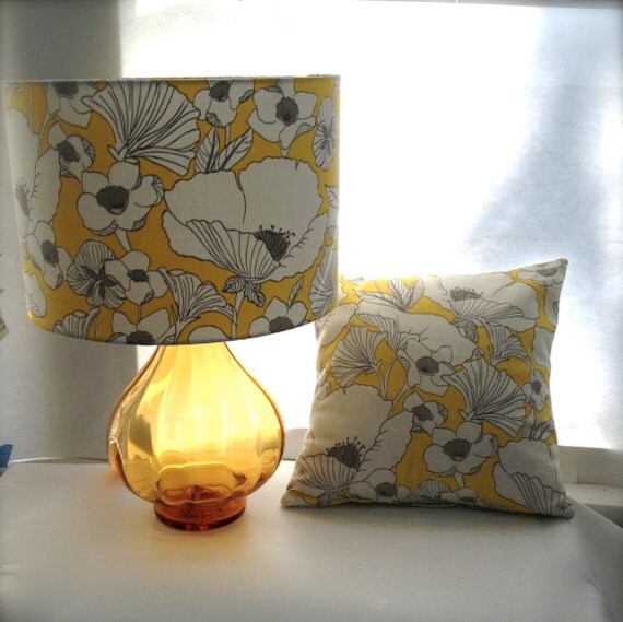 Lamp Shade and Pillow Matching Set Floral by SarahLovesLamps