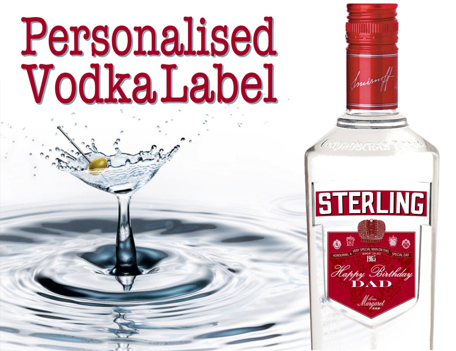Personalised Vodka Bottle Label by ShortBackAndSides on Etsy