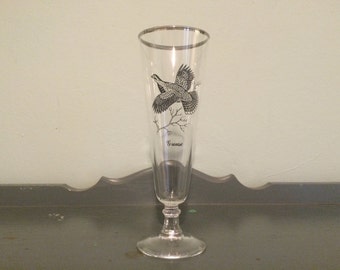 One Federal Glass Co. Sportsman Grouse 10 oz Pilsner / Parfait Glass with Silver Rim