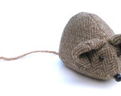 Wool mouse, stuffed mouse, fabric, textile, lavender, brown beige, handmade, soft animal