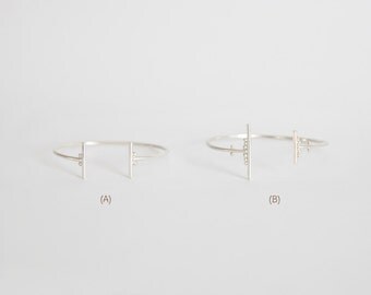 Silver cuff bracelet, modern and organic, a balance between lines and balls, two options to choose from