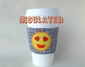 Emoji love Coffee sleeve, Hot Drink holder, Insulated iced tea sleeve