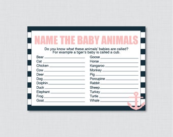 19 New baby shower jar game 133 nautical baby animals name game printable nautical baby shower game in   