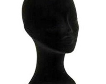 mannequin head female black flock for display stand new