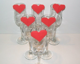 100 origami wedding favor, heart favor, origami heart, heart wedding favor with woodclips