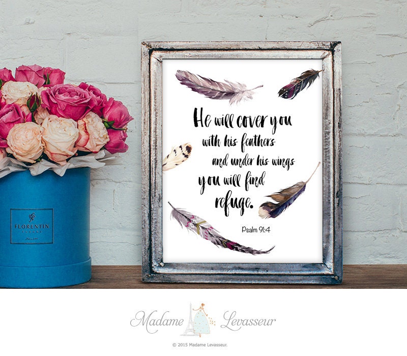 Bible Verse Feather printable art Scripture art print