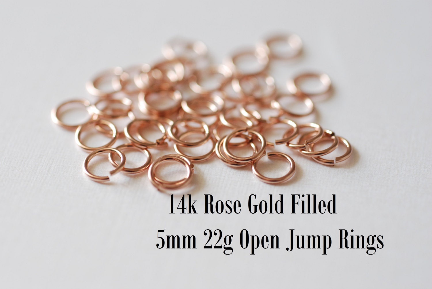 25 Pieces 14k Rose Gold Filled Open Jump Rings 5mm Jump