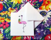 Illustrated flamingo card