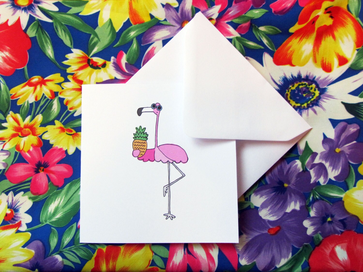 Illustrated flamingo card