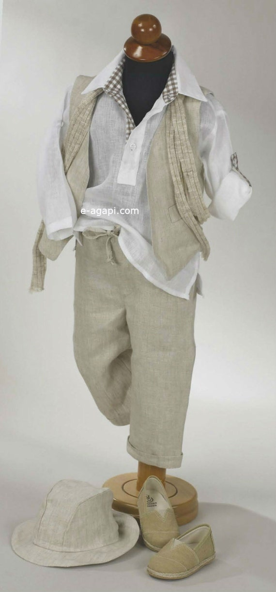 5 pc Couture Baby boy baptism outfit set Greek baptism costume