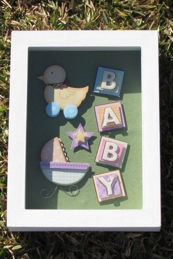 Gift Baby Nursery Personalized Shadow Box Wall by Christening1965