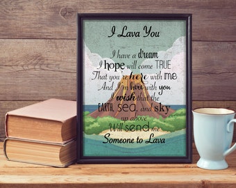 I Lava You Wall Hanging Pixar Lava Short Lyrics Wall Decor