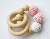 Crochet and wood teething toy - teething ring