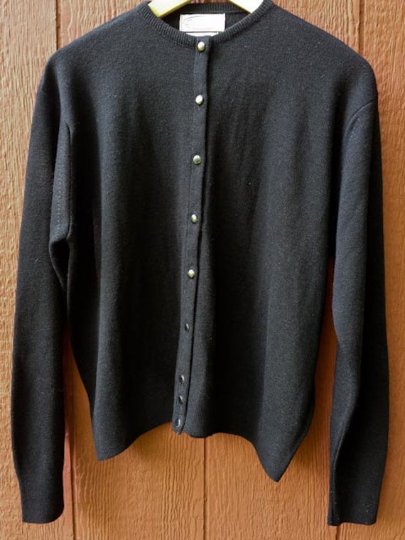 Sherry Gale Casuals Black Cardigan Sweater of Dupont Super Hi-Bulk Orlon