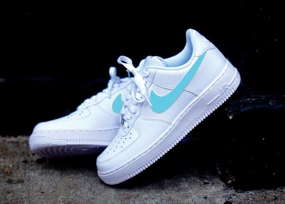 blue nike swoosh air force 1