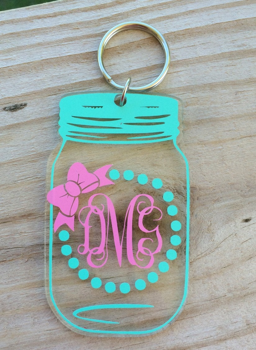 Bow & Monogram Mason Jar Key Chain by DevannasCustom on Etsy