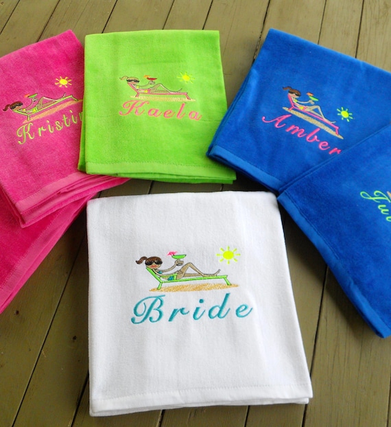 Set of 5 Personalized Beach Towels with Name by BlueSandTextiles