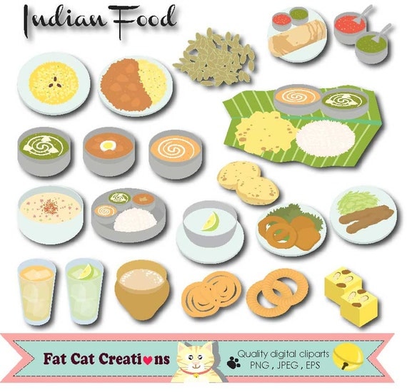  Indian Food Traditional food clip art set graphic