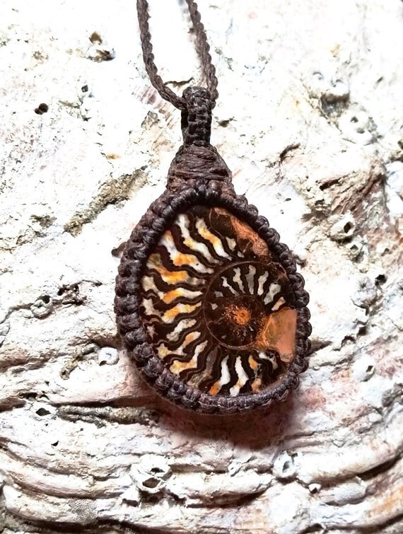 RESERVED Ammonite Macramé Necklace / by ChakraCalmCreations