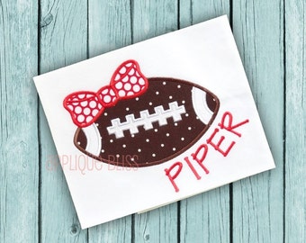 Girly Football Digital Applique Design - Monogram - Machine Embroidery - Football Embroidery Design