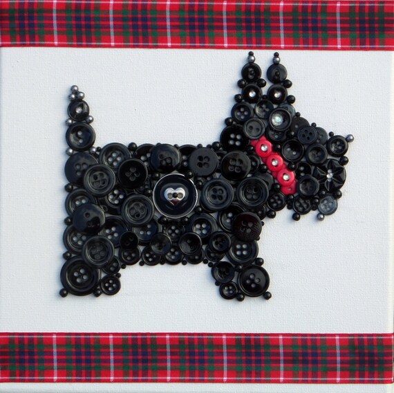 Scotty Dog Button Art Canvas. Wall Art. by ButtonCraftIOM
