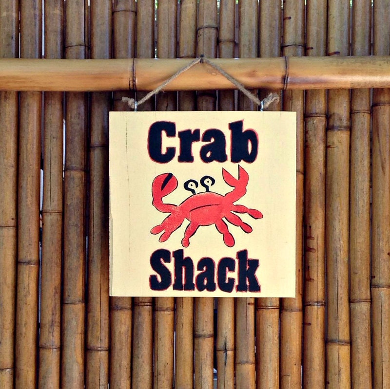 Rustic Whimsical Crab Shack sign Free US Shipping by SableSol