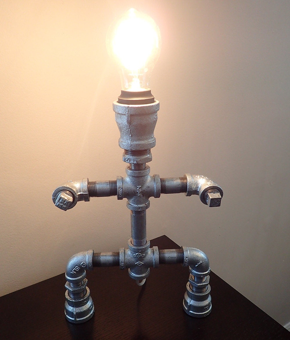 Industrial Pipe Robot Lamp with Edison Bulb