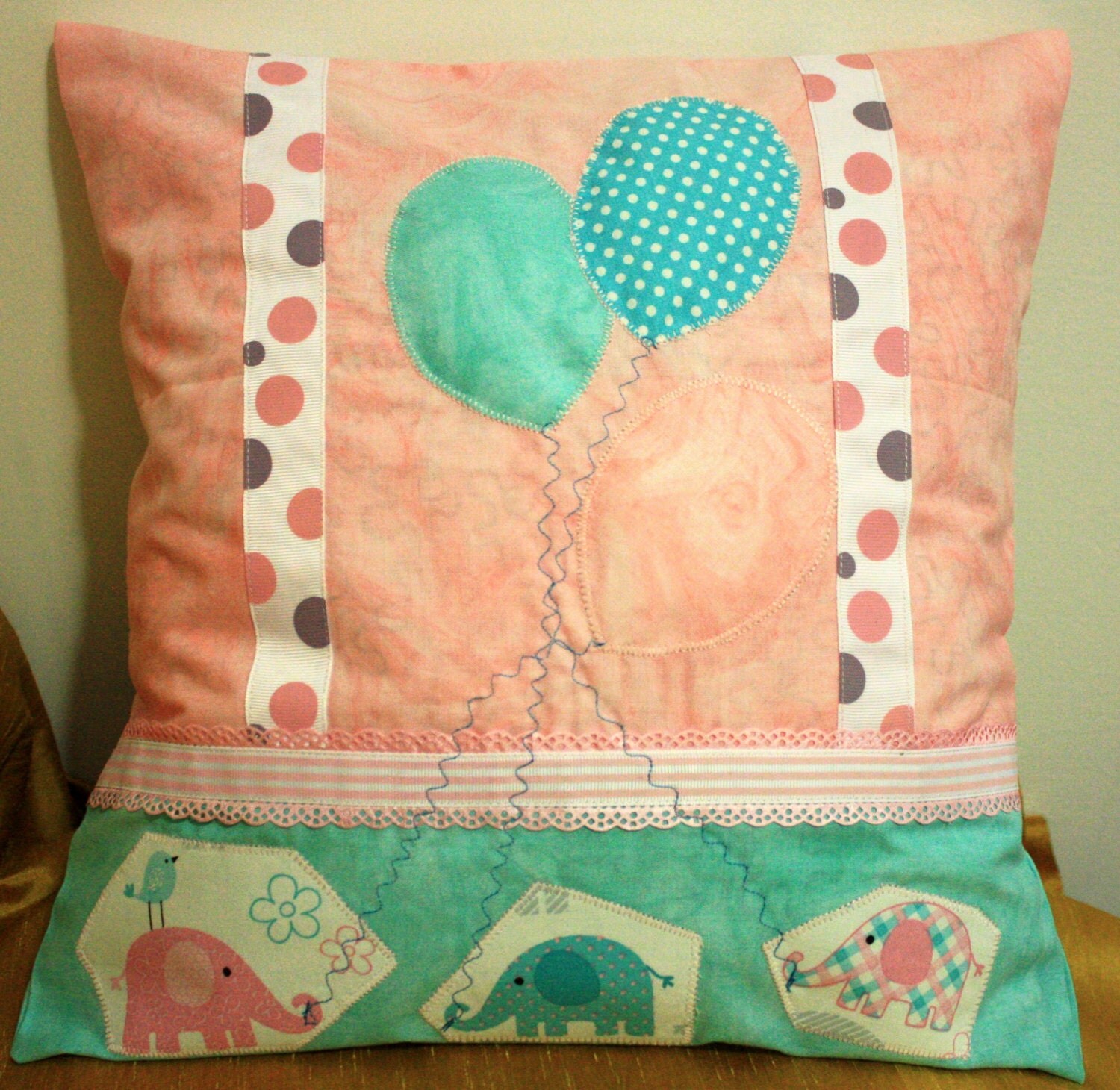 Baby Elephant Pillow Case Children's Pillow by HappySquirrelStudio