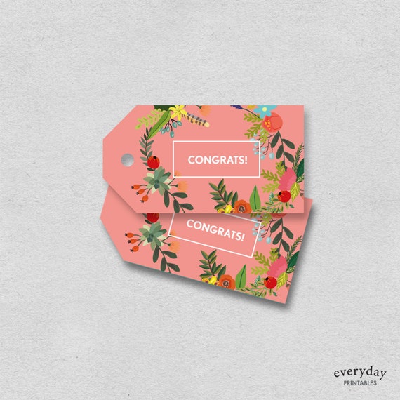 Congrats tags printable congratulatory birthday party gift