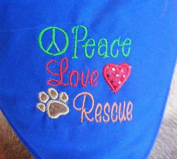Download Peace Love Rescue Dog Bandana by JannieMaeCreations on Etsy