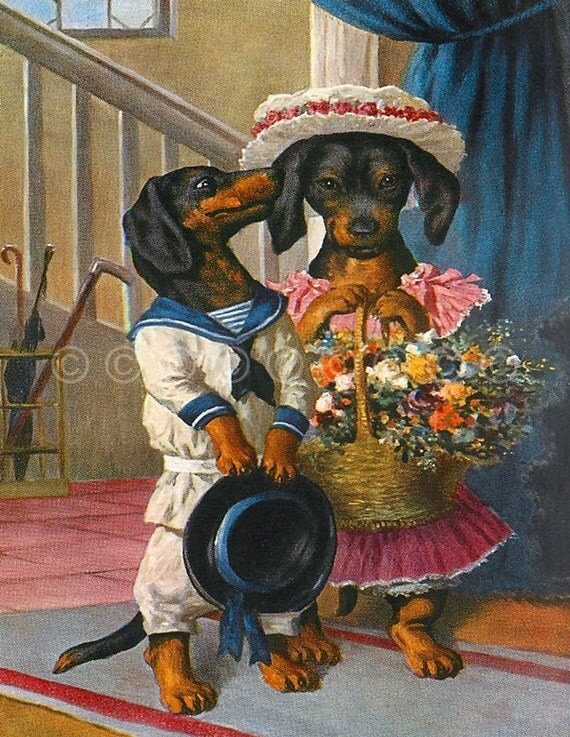 Dachshund Dogs 5 x 7 Fabric Panel Applique Quilt