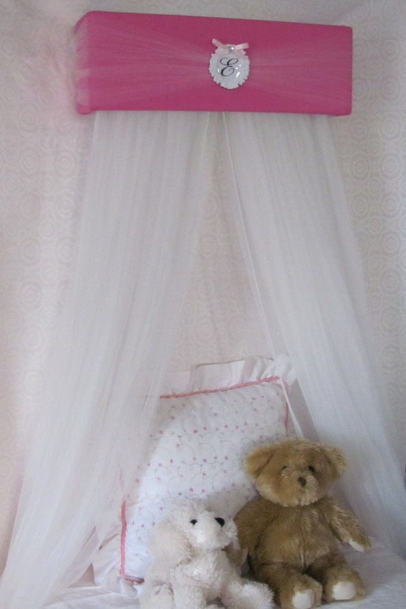 Princess Crown Bed Canopy Valance SaLe Pink with White FRAME Padded