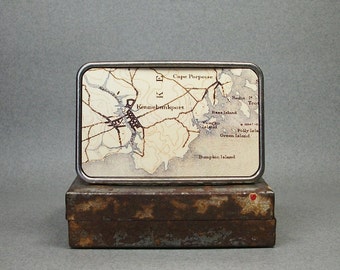 Belt Buckle Kennebunkport Maine Vintage Map Unique Gift for Men or Women