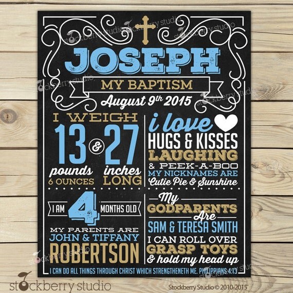 Boy Baptism Chalkboard Poster Printable - Christening Photo Props - Baptism Sign - Christening Chalkboard - Baptism Decorations - Blue Il_570xn