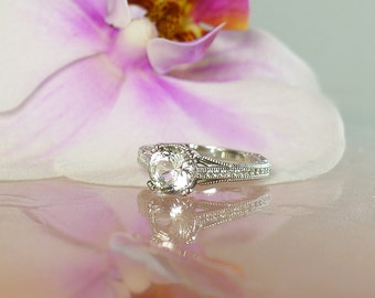 Art Deco Ring Design, Art Deco Ring, Antique Style Ring, Herkimer Diamond, Engagement Ring, Diamond Alternative, Conflict Free Ring