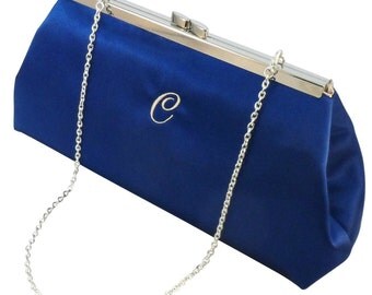 royal blue and silver clutch bag