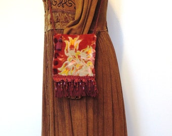 Red Velvet Bohemian bag, Festival bag, Faerie Bag, Hippie bag