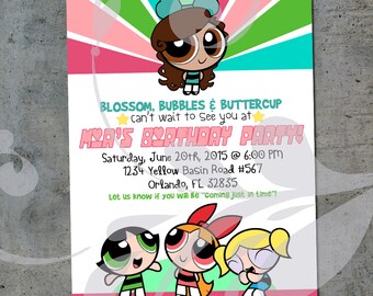 Powerpuff Girls Birthday Party Invitation | Custom 5"x7" Invite Including the Creation of Cartoonized Version of the Birthday Girl (digital)