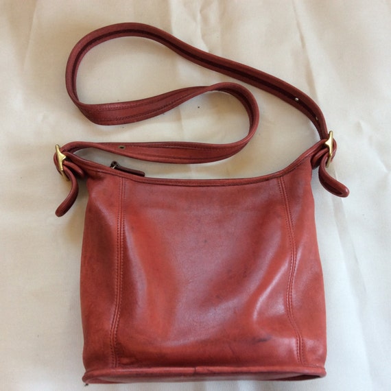 Red Leather Coach Purse by AnTikisBoutique on Etsy