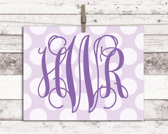 Monogram wall decor - lavender nursery art - purple girls room wall art - baby monogram print - little girls room decor