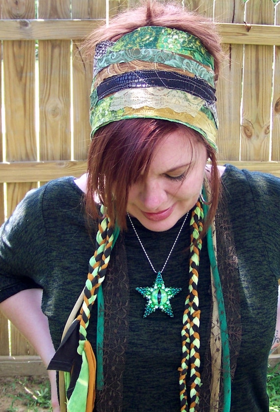 Hippie Headband Patchwork Headband Upcycled Head Band Headband