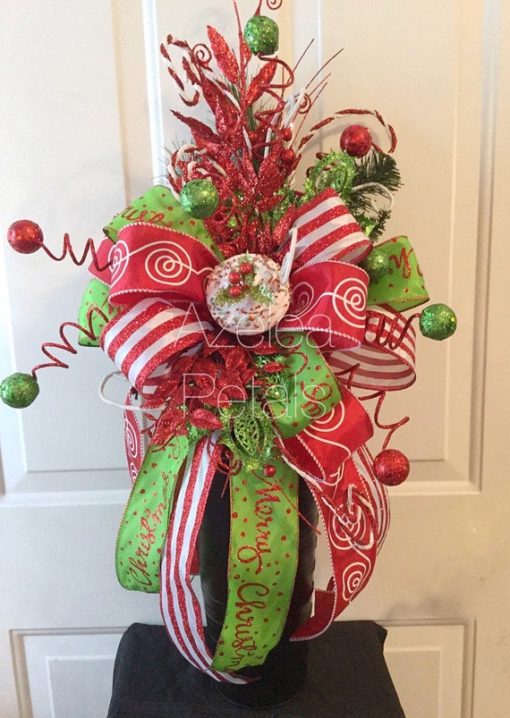 Christmas Tree Topper Candy Cane and Lime Green by 