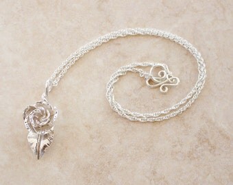 Rose Necklace Argentium, Silver Rose Jewelry, Rosebud Necklace, Silver Rose Necklace, Special Occasion Necklace