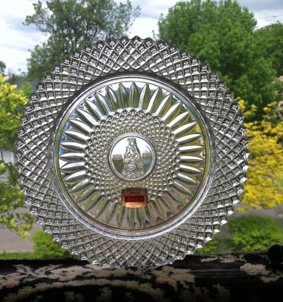 Fostoria Diamond Point Lead Crystal Plate Avon's 92nd