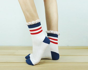 Pom Pom Nose Boston Terrier Socks Ankle Socks Knitted by ogood