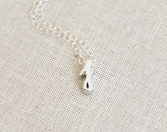 Tiny Silver Cursive Initial J Necklace, Lowercase Letter J Necklace, J Pendant, Letter J Charm, Personalized Necklace, Alphabet Necklace
