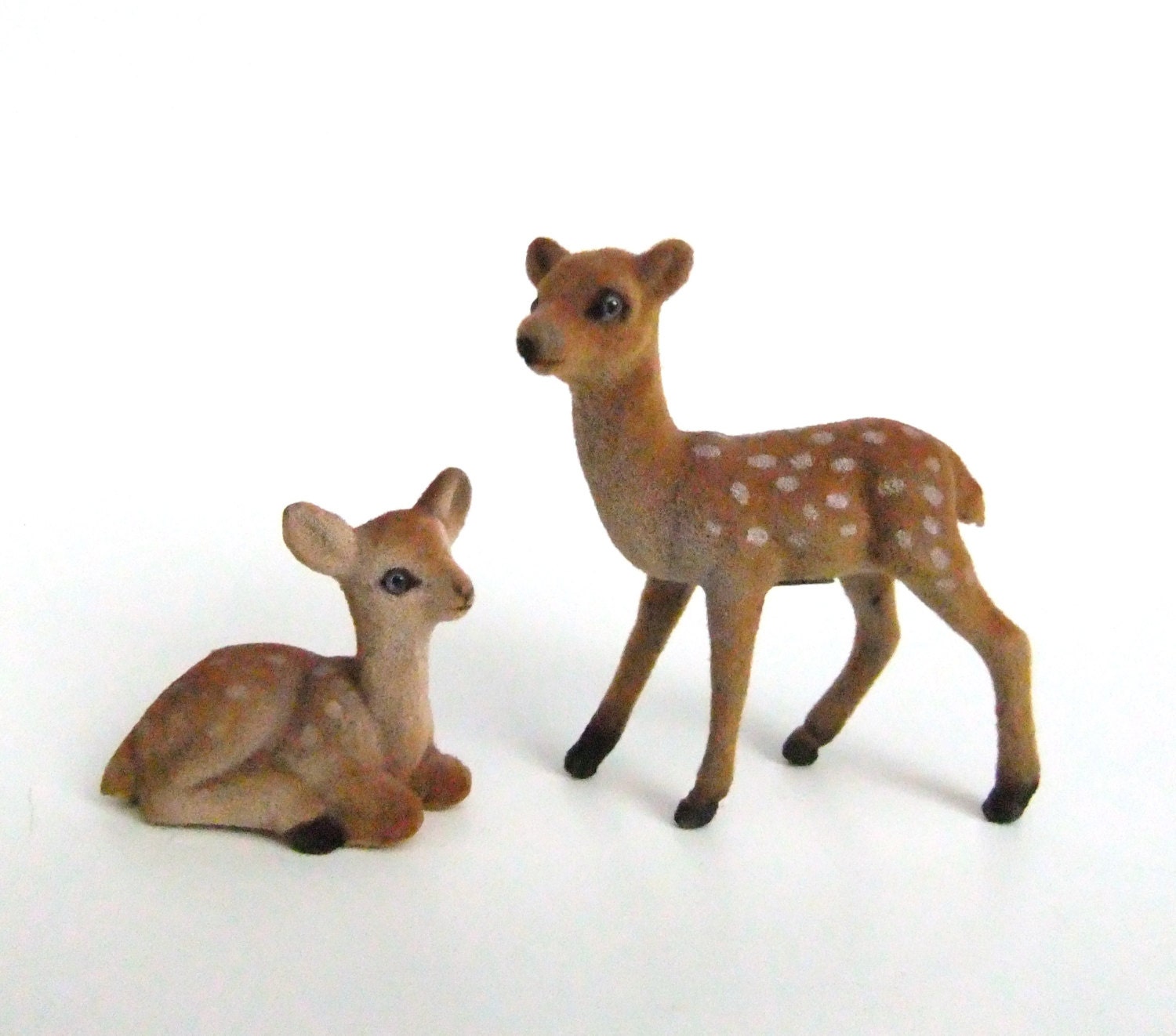 Small Flocked Deer Figurines Miniature Deer Totsy Vintage